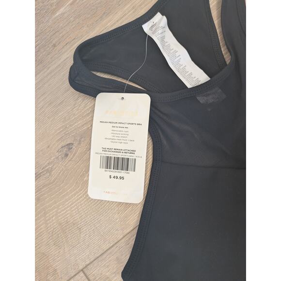 NEW Fabletics Megan Sports Bra Medium Black Racerback Mesh Medium Impact Wicking - Picture 3 of 8